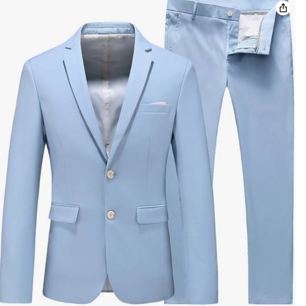 Soft Ice Blue Men's Suit